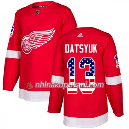 Detroit Red Wings Dresy Pavel Datsyuk 13 2017-2018 USA Flag Fashion Černá Adidas Authentic - Pánské Detroit Red Wings Dresy Pavel Datsyuk 13 2017-2018 USA Flag Fashion Černá Adidas Authentic - Pánské